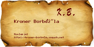 Kroner Borbála névjegykártya